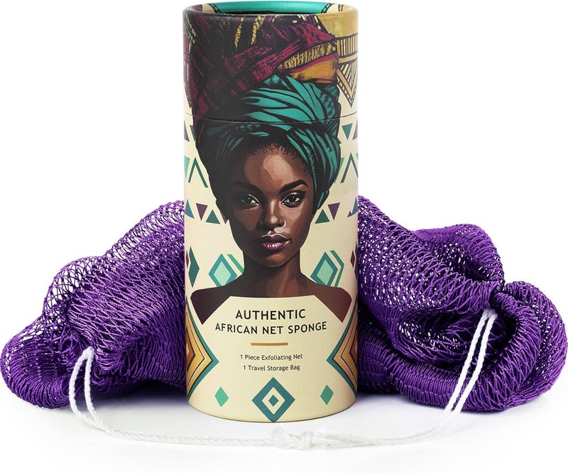 MINISENTIALS African Net Sponge Authentic - Real African Exfoliating Body Scrubber Sponge with Knots - Shower Washcloths for Exfoliator - Body Care Bathing Accessories - Image 1